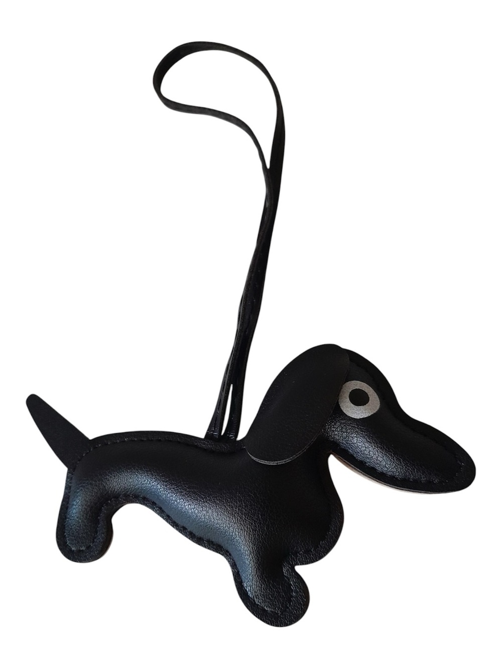Black Faux Leather Dachshund Bag Charm Dixie Wiener Dog Purse Keychain - Picture 3 of 6